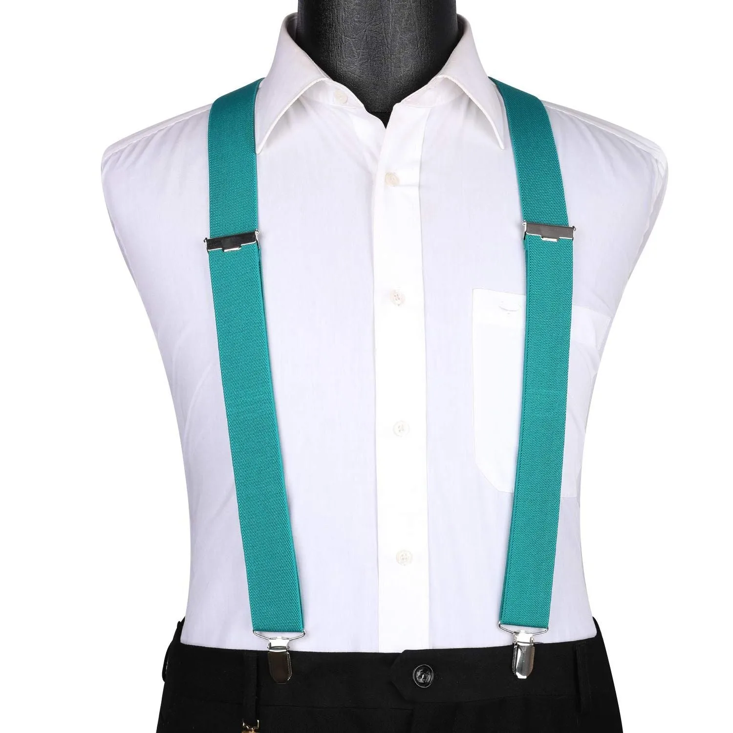 1.4 inch Adjustable Suspender with 4 Clips - B4-AQUA