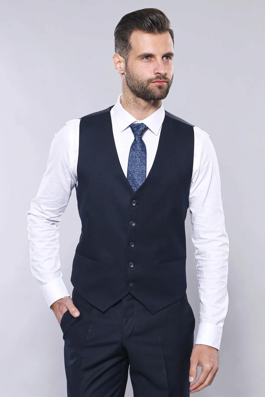 15443 Navy Blue Blazer Vest Set