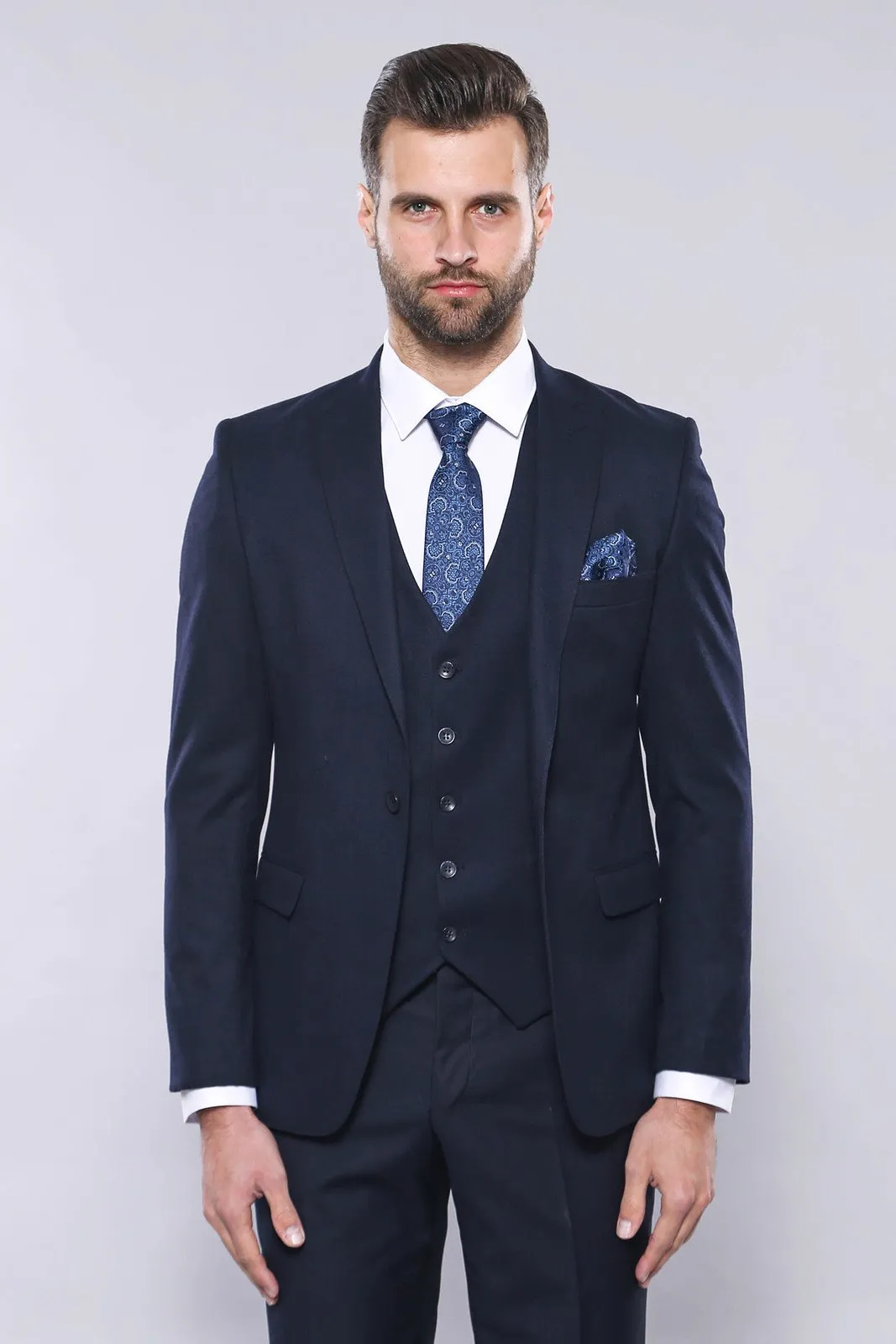 15443 Navy Blue Blazer Vest Set