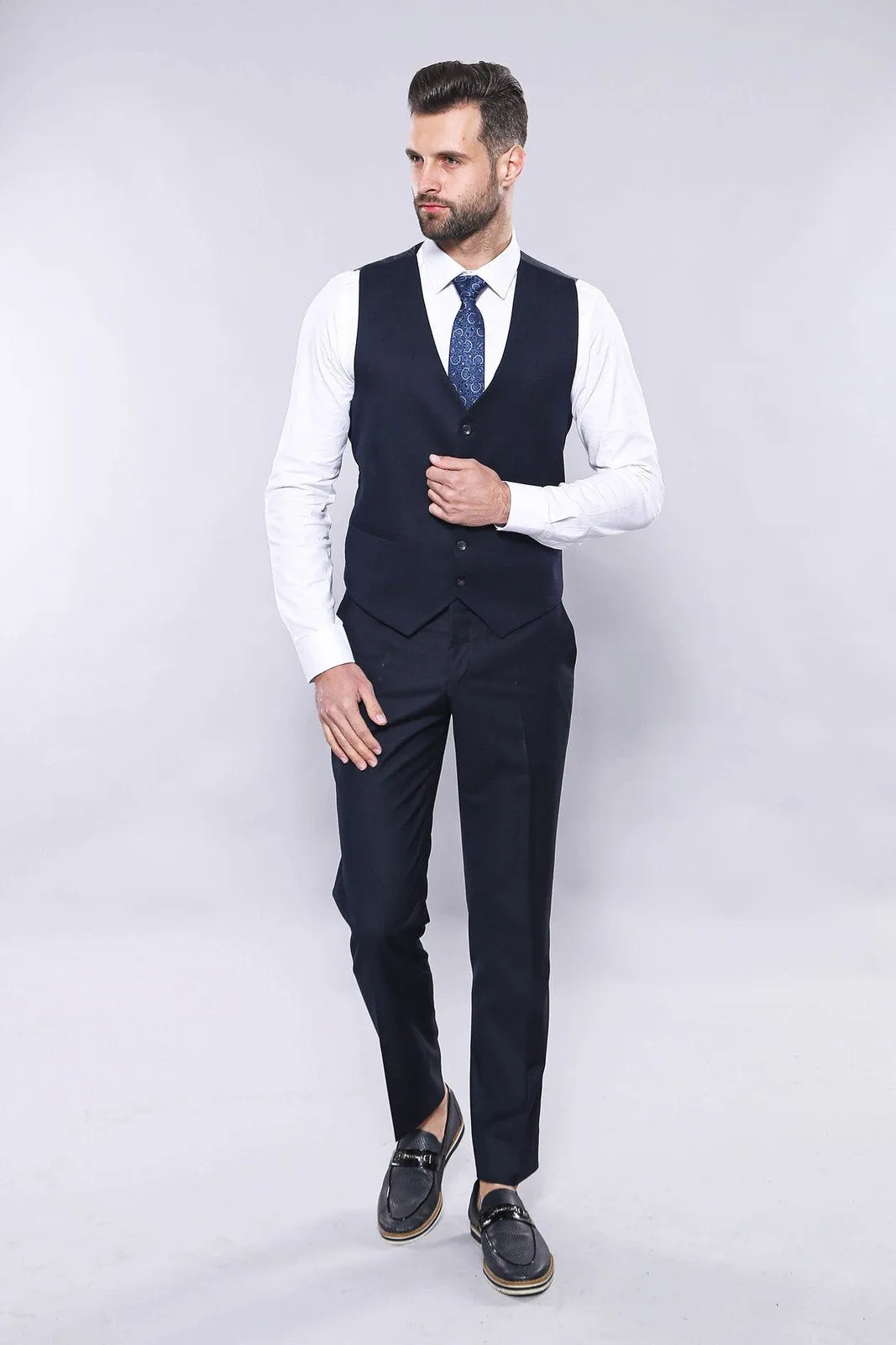 15443 Navy Blue Blazer Vest Set