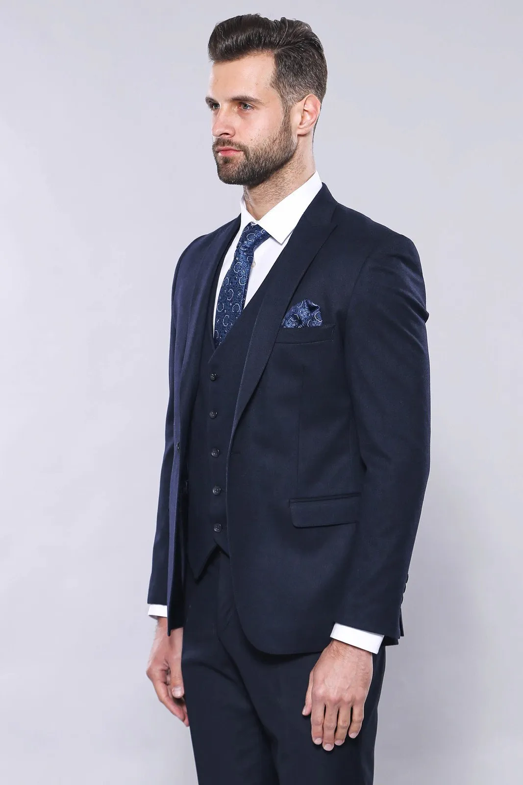 15443 Navy Blue Blazer Vest Set