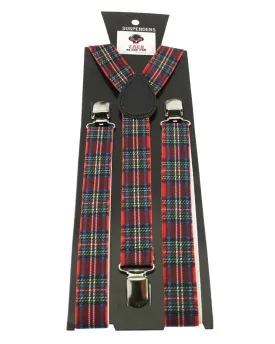 25mm Red Tartan Print Braces