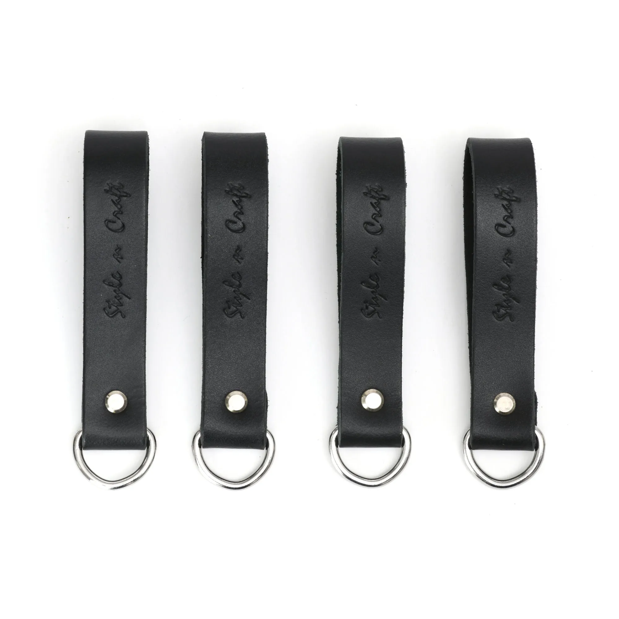 75202 - Leather D-Ring Loops for Suspender Attachment in Black (4 Piece Set) | Style n Craft