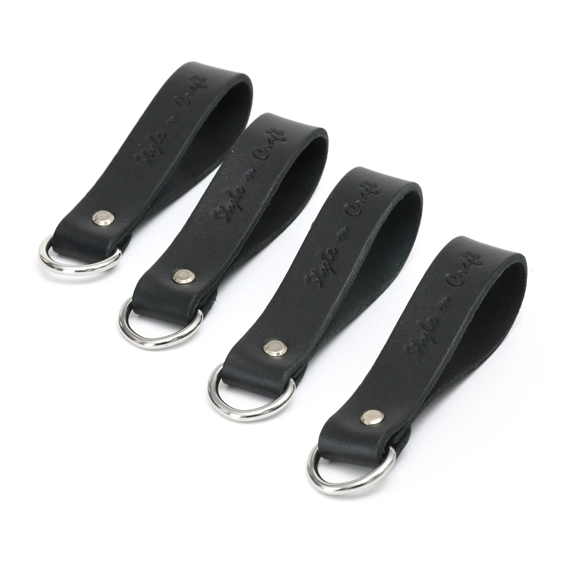 75202 - Leather D-Ring Loops for Suspender Attachment in Black (4 Piece Set) | Style n Craft