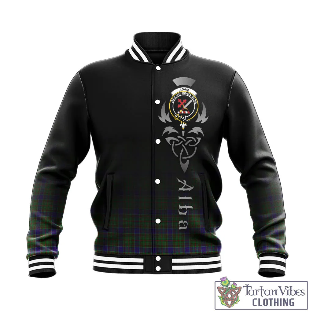 Adam Tartan Baseball Jacket Featuring Alba Gu Brath Family Crest Celtic Inspired