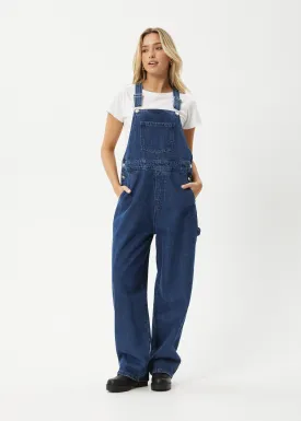 AFENDS Womens Louis - Denim Baggy Overalls - Authentic Blue