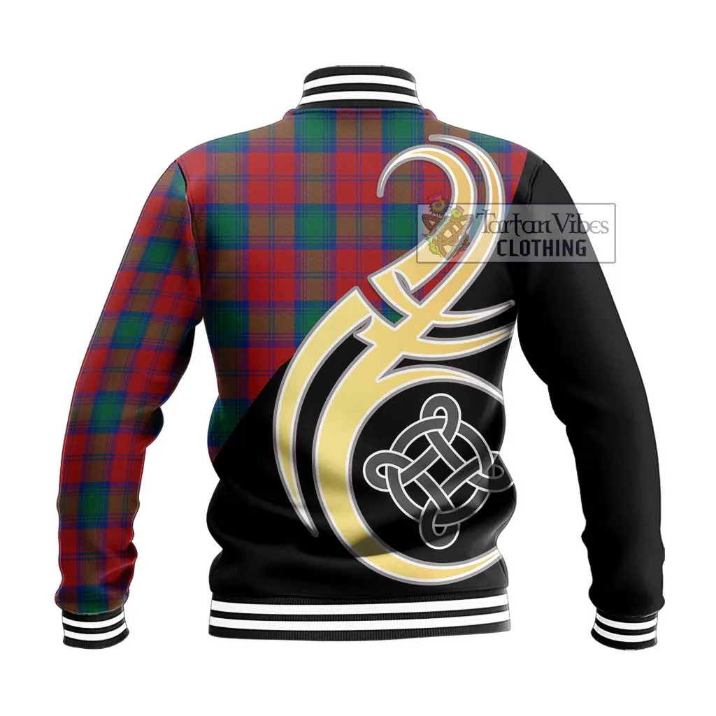 Affleck Tartan Baseball Jacket with Family Crest and Celtic Symbol Style