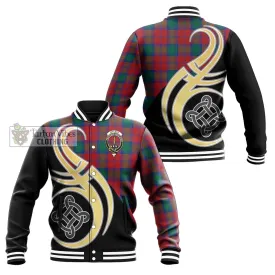 Affleck Tartan Baseball Jacket with Family Crest and Celtic Symbol Style