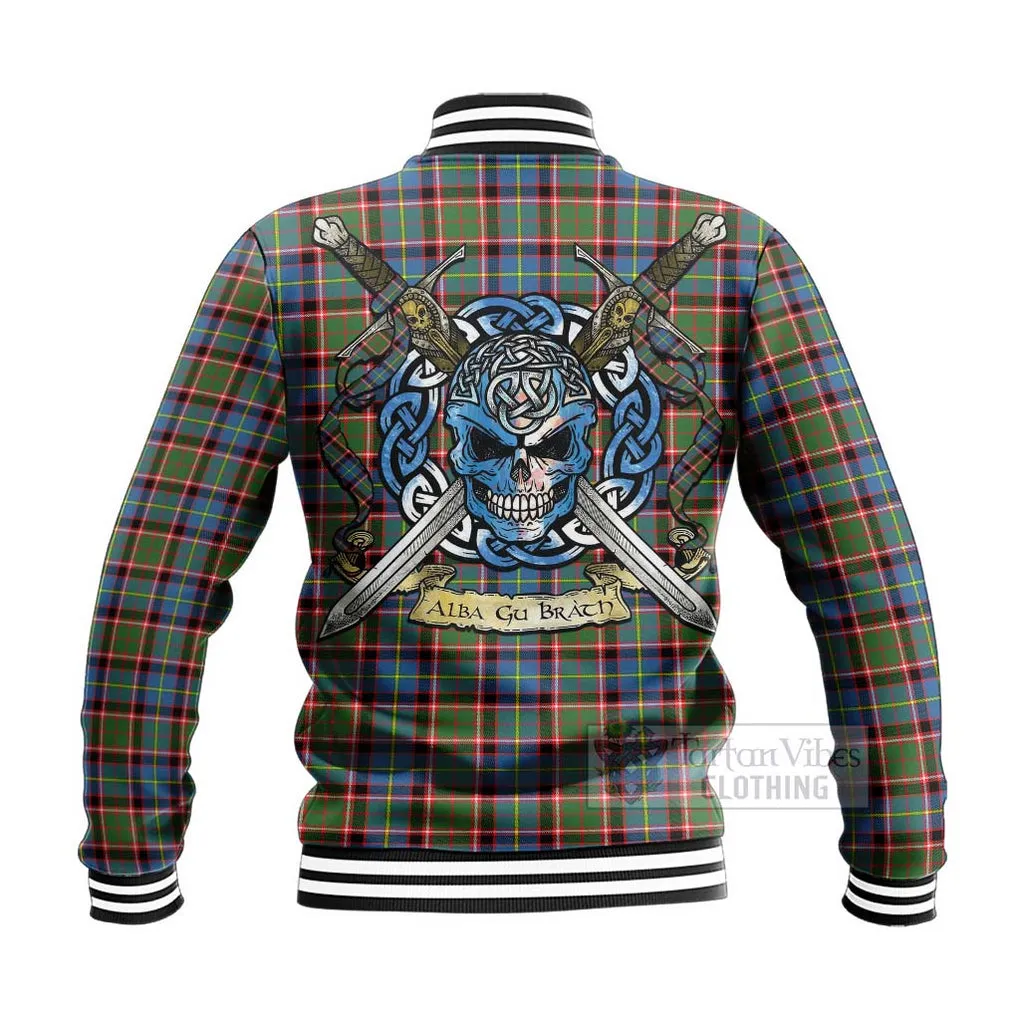 Aikenhead Tartan Baseball Jacket with Family Crest Celtic Skull Style