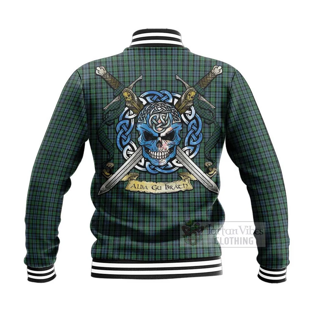 Arbuthnot Tartan Baseball Jacket with Family Crest Celtic Skull Style