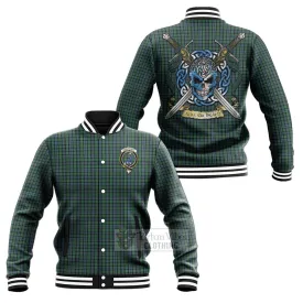 Arbuthnot Tartan Baseball Jacket with Family Crest Celtic Skull Style