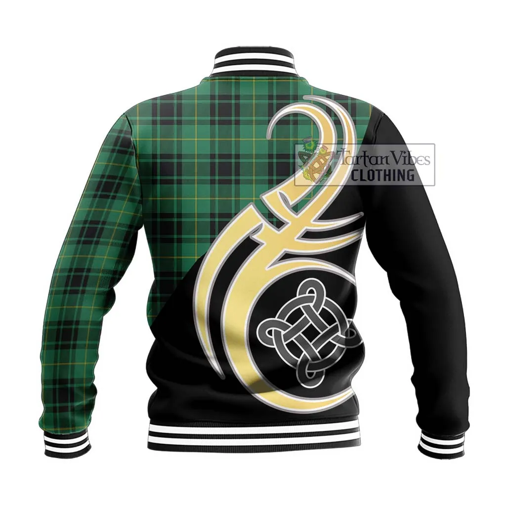 Arthur Ancient Tartan Baseball Jacket with Family Crest and Celtic Symbol Style