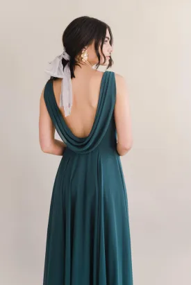 Athena Bridesmaid Dress In Emerald Chiffon