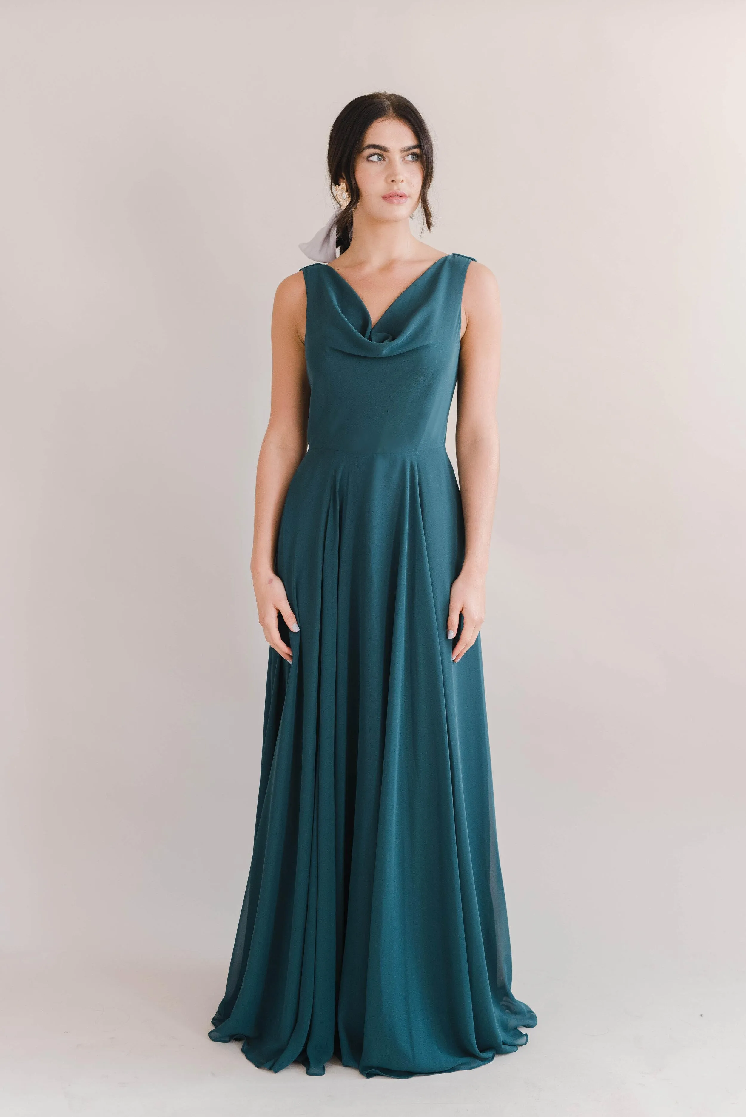 Athena Bridesmaid Dress In Emerald Chiffon