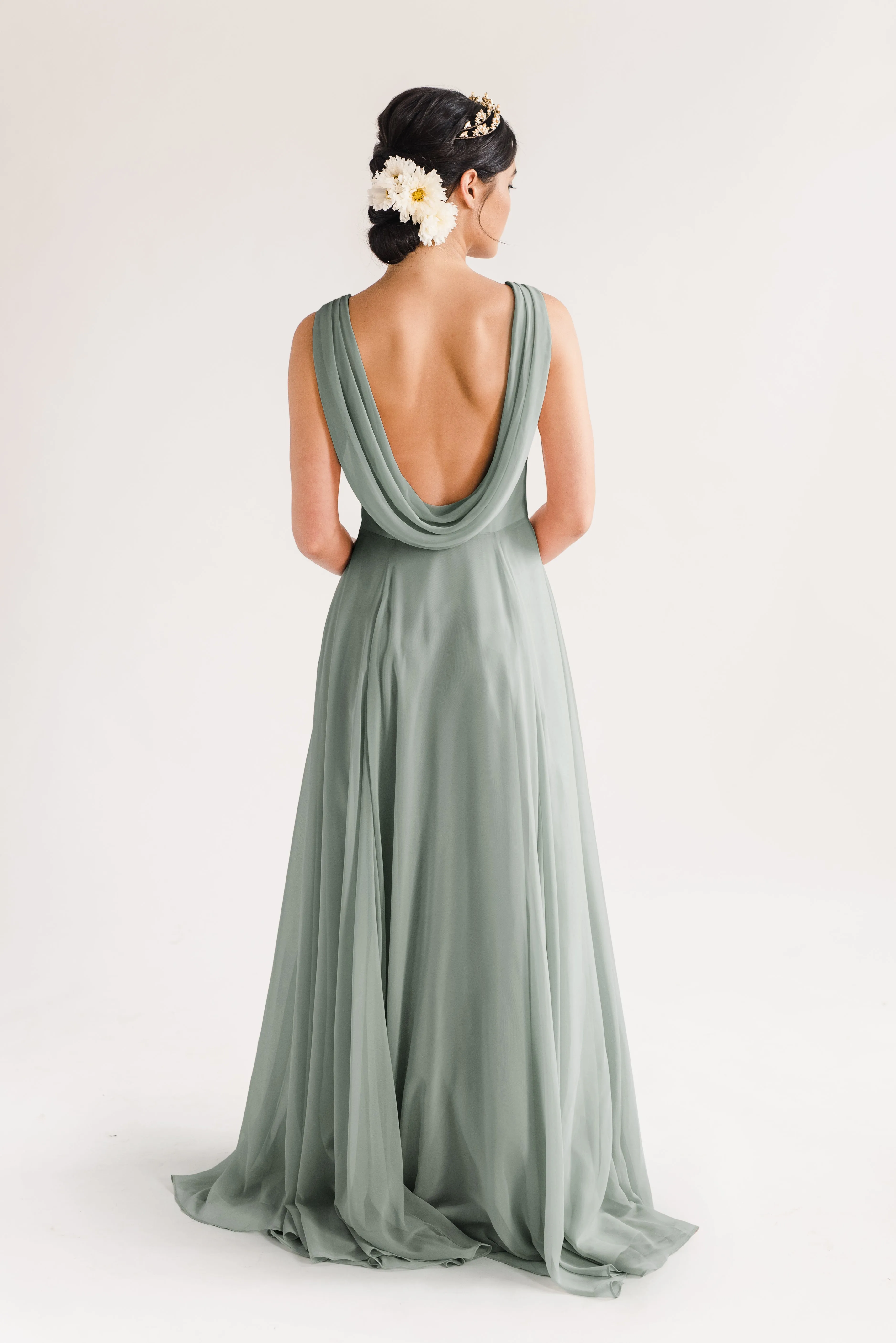 Athena Bridesmaid Dress In Emerald Chiffon