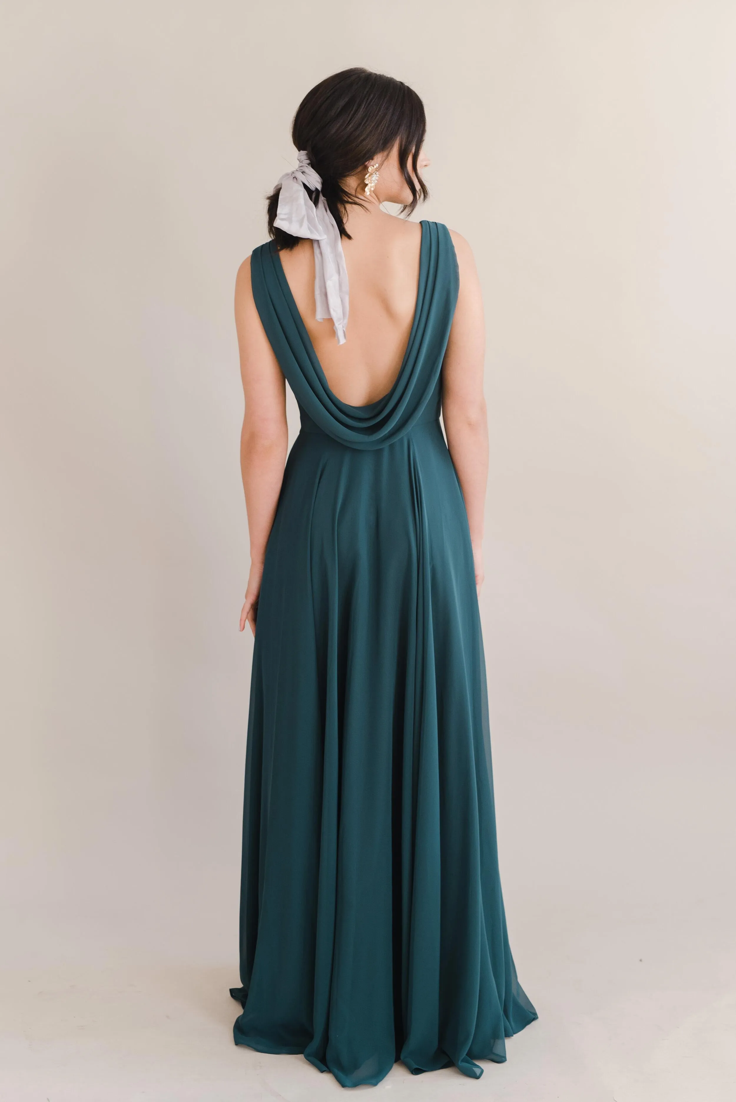 Athena Bridesmaid Dress In Emerald Chiffon