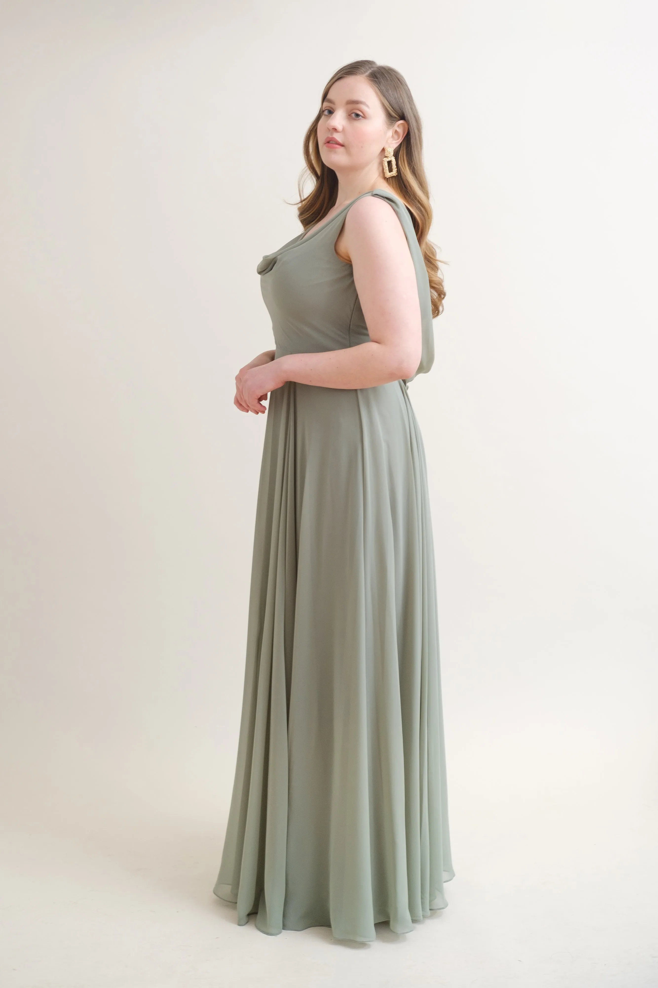 Athena Bridesmaid Dress In Emerald Chiffon