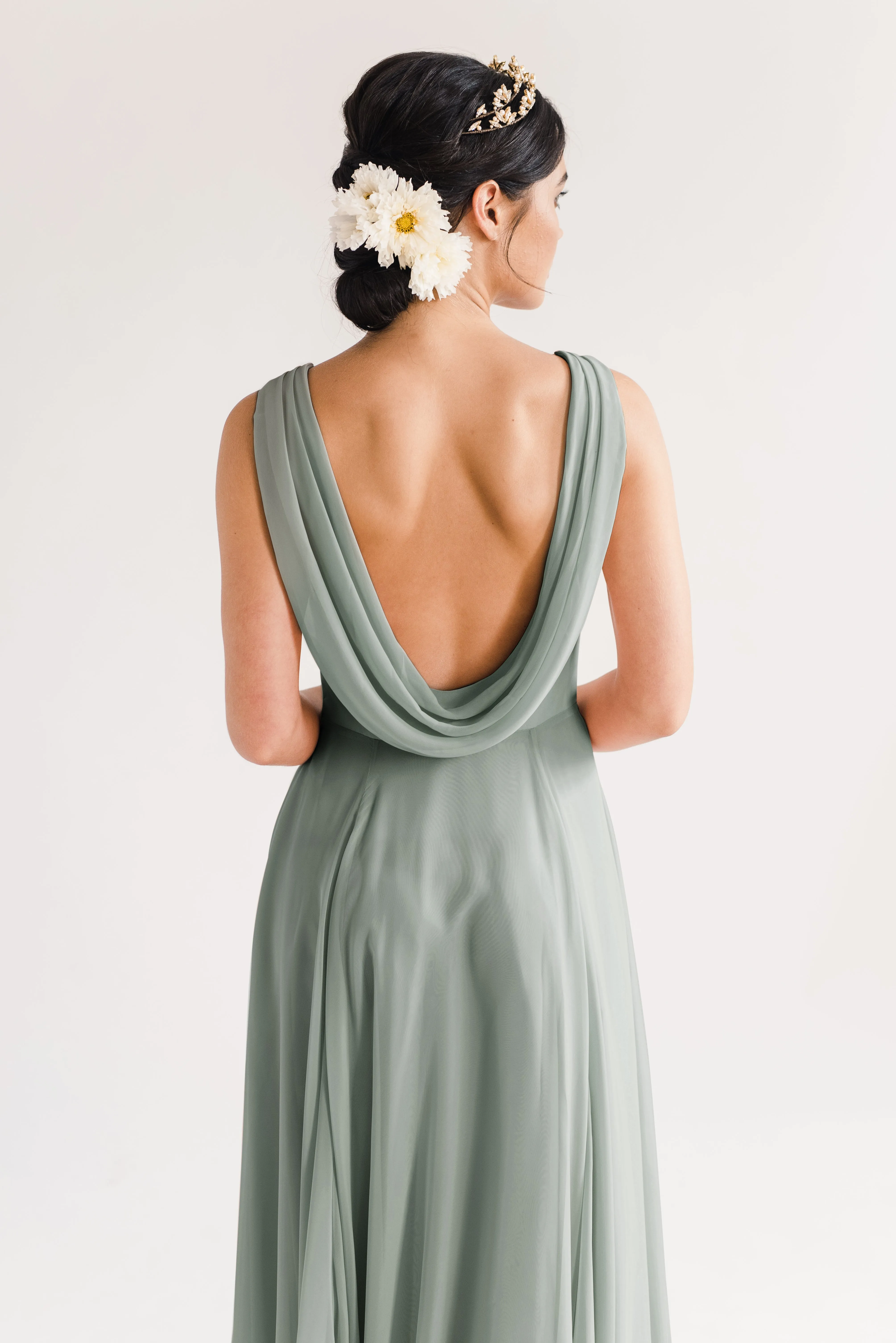 Athena Bridesmaid Dress In Emerald Chiffon