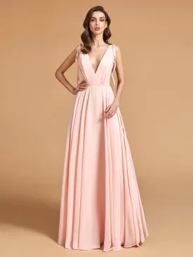 Backless Low V-Neck Bridesmaid Maxi Dress