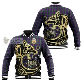 Baillie Highland Society Tartan Baseball Jacket with Family Crest Celtic Wolf Style