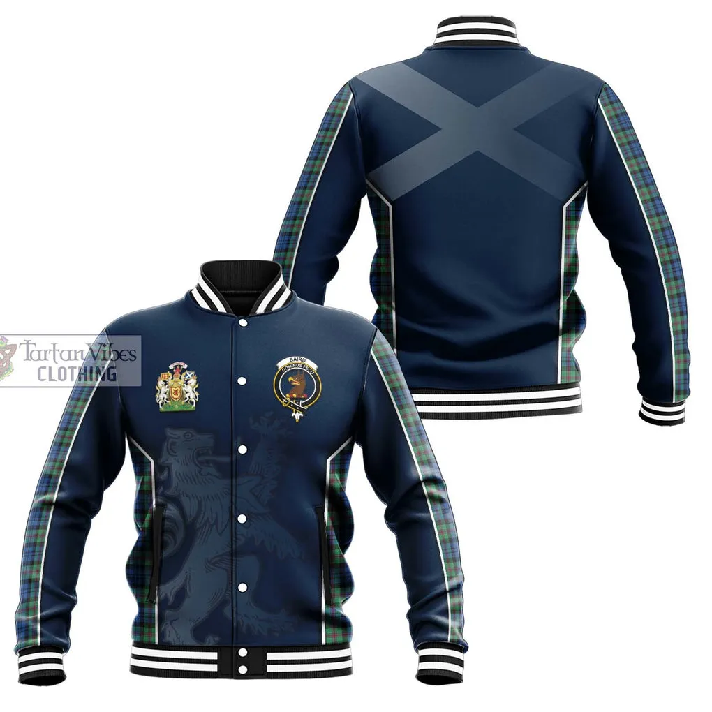 Baird Ancient Tartan Baseball Jacket with Family Crest and Lion Rampant Vibes Sport Style