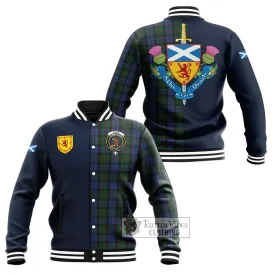 Baird Tartan Baseball Jacket Alba with Scottish Lion Royal Arm Half Style