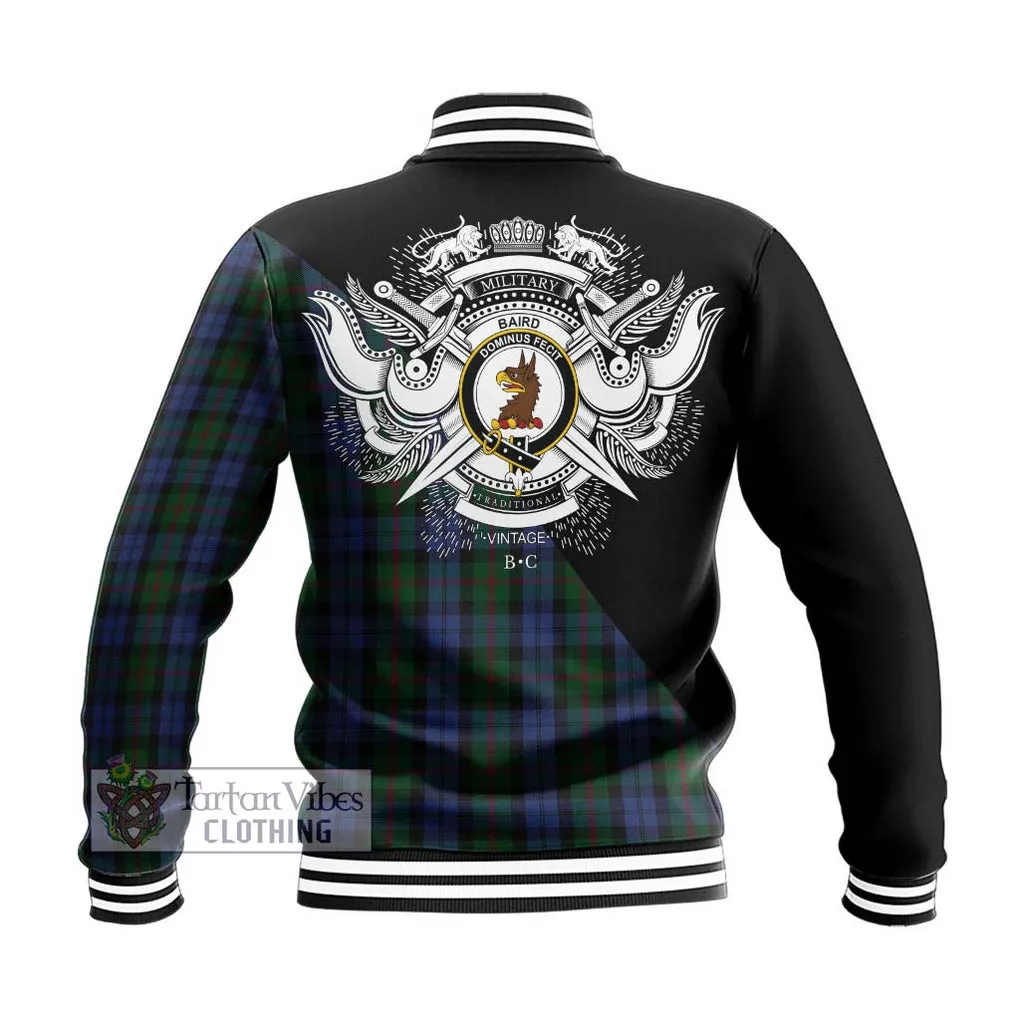 Baird Tartan Baseball Jacket with Family Crest and Military Logo Style