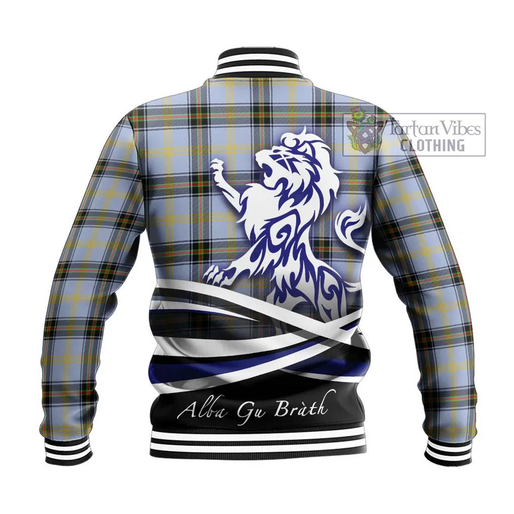 Bell Tartan Baseball Jacket with Alba Gu Brath Regal Lion Emblem