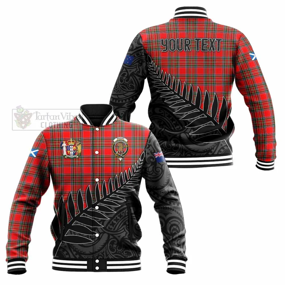 Binning Crest Tartan Baseball Jacket with New Zealand Silver Fern Half Style