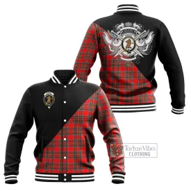 Binning Tartan Baseball Jacket with Family Crest and Military Logo Style