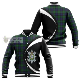 Black Watch Tartan Baseball Jacket with Family Crest Circle Style