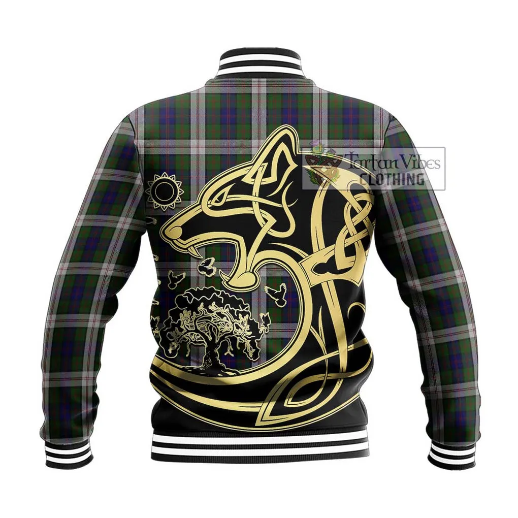 Blair Dress Tartan Baseball Jacket with Family Crest Celtic Wolf Style