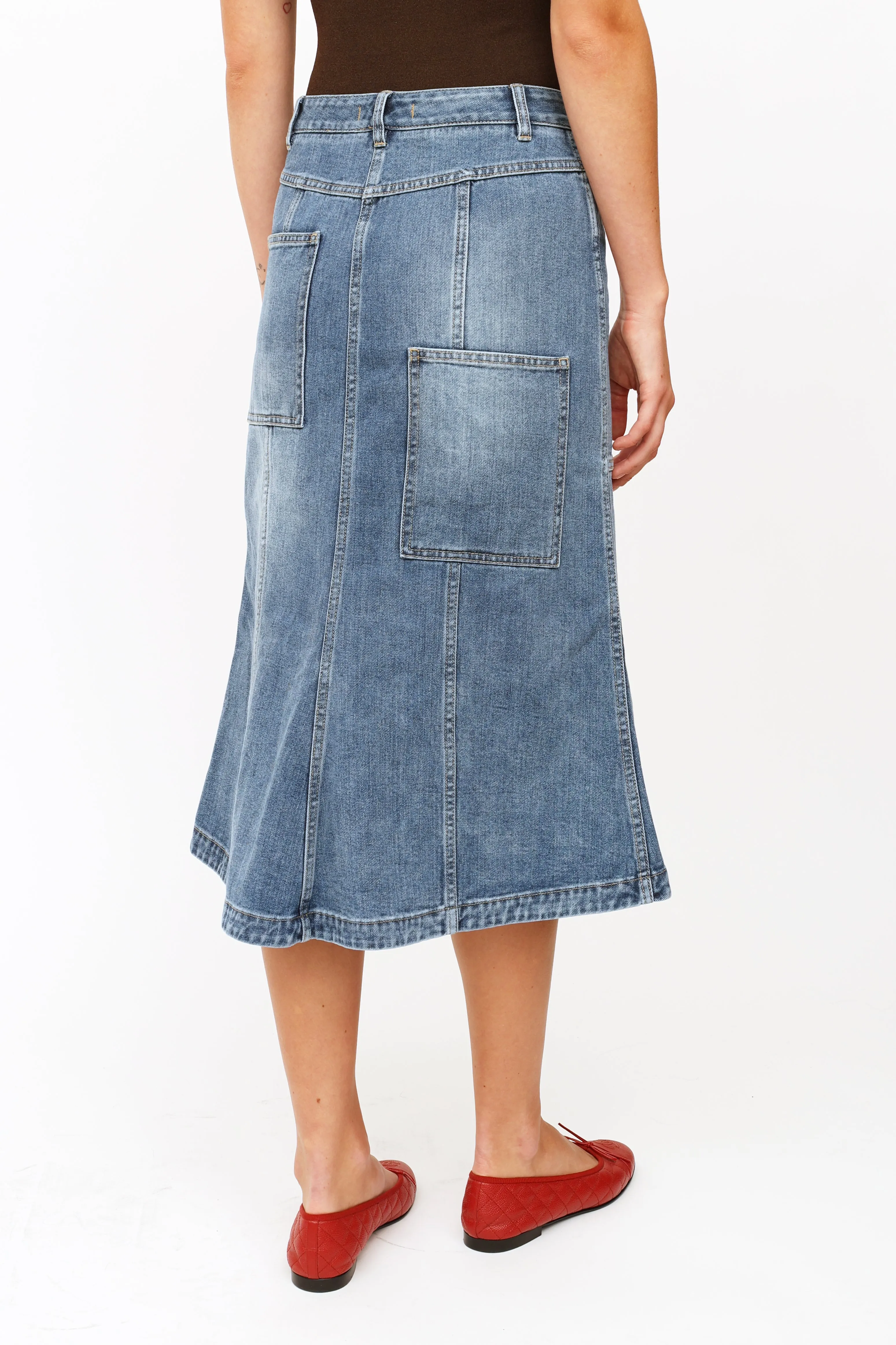 Blue Denim Panel Skirt