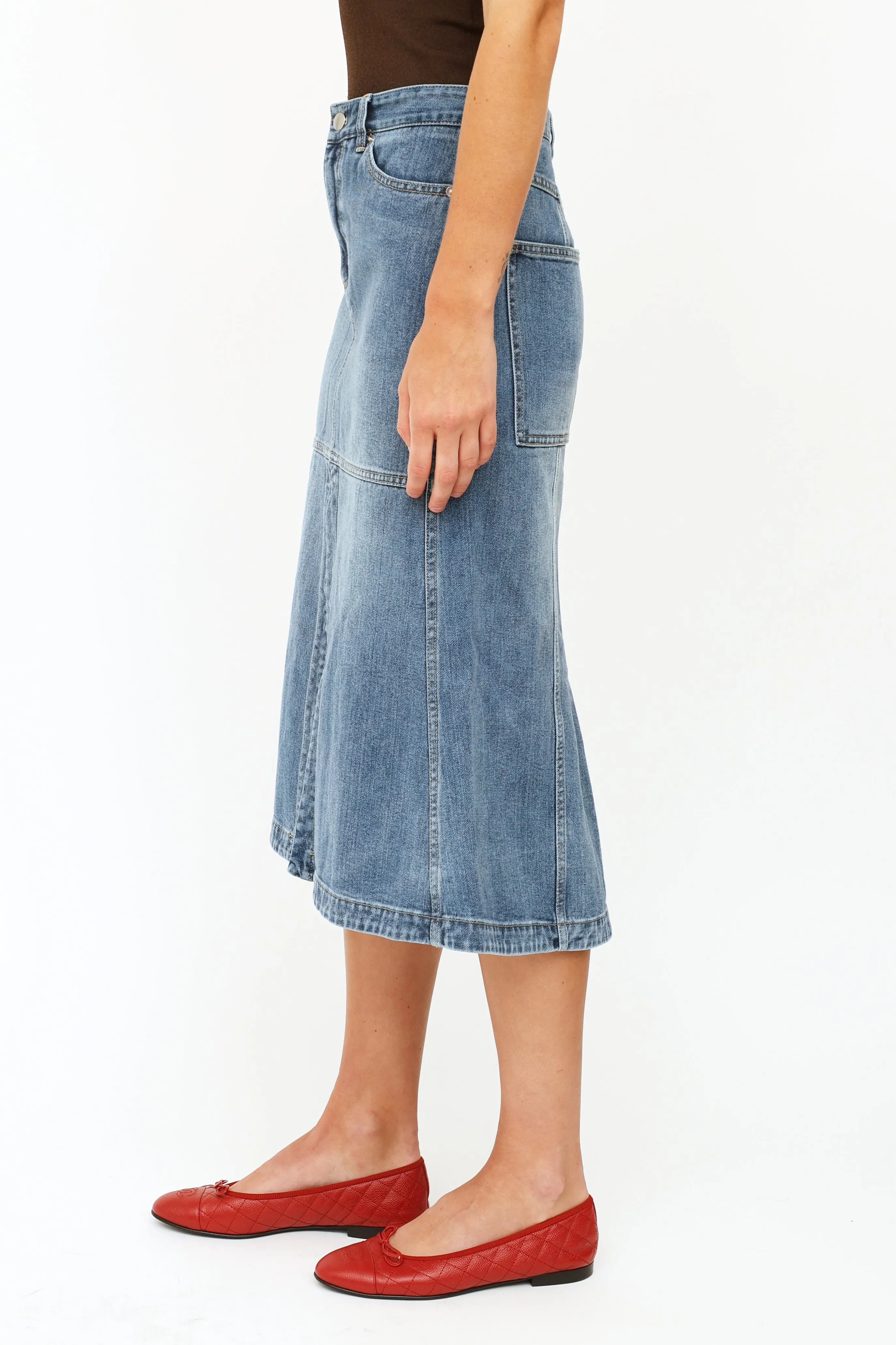 Blue Denim Panel Skirt