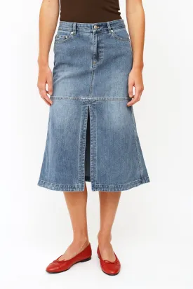 Blue Denim Panel Skirt