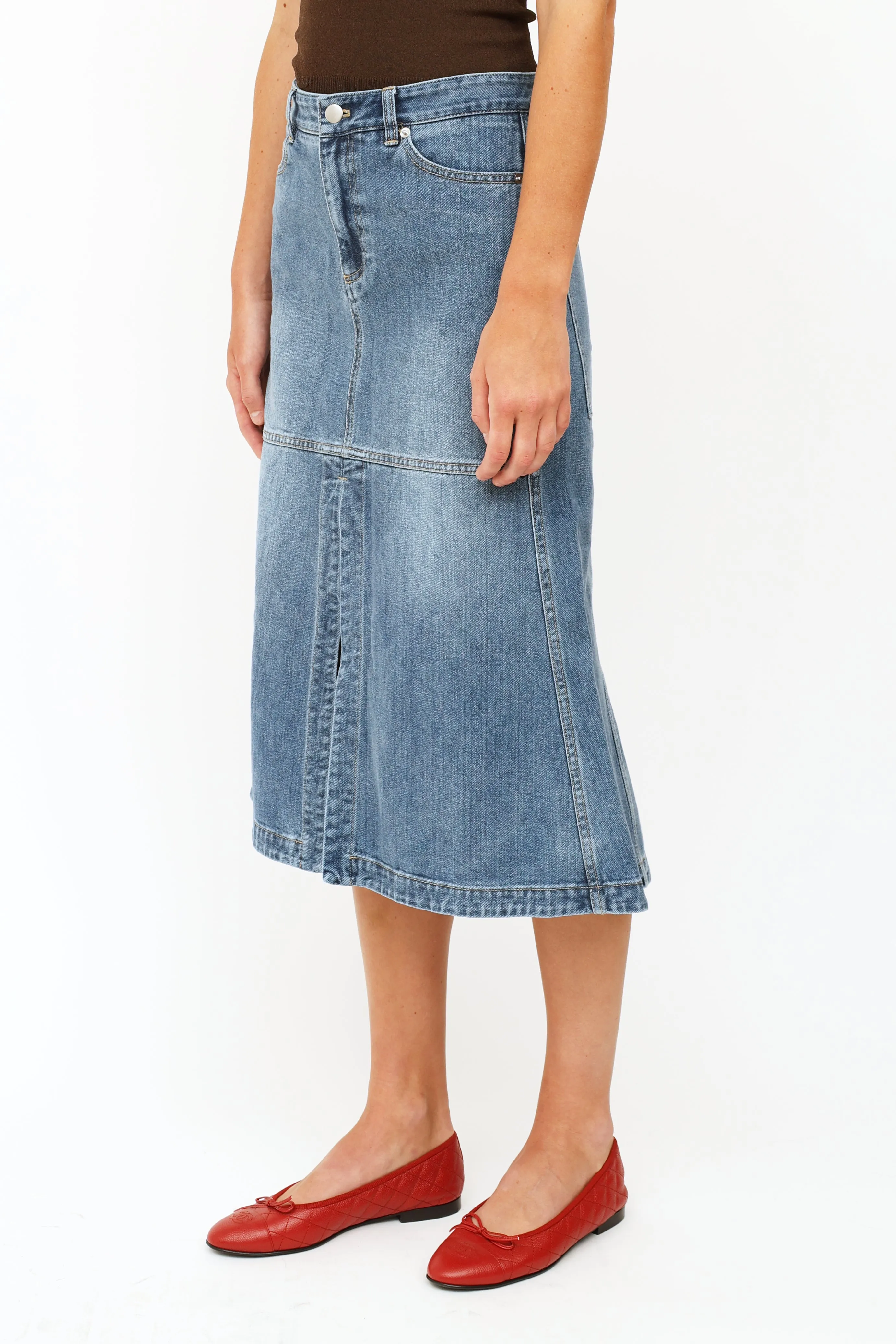 Blue Denim Panel Skirt