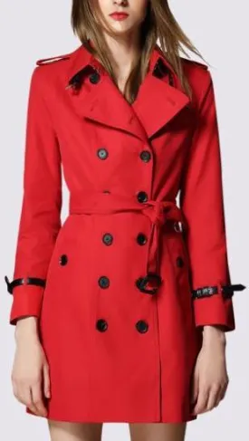 Bright Red Short Trench Coat