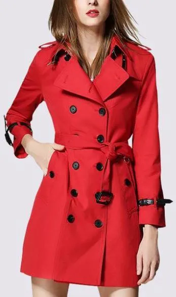 Bright Red Short Trench Coat