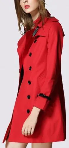 Bright Red Short Trench Coat