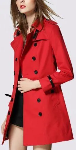 Bright Red Short Trench Coat