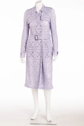 Burberry Prorsum - Editorial Light Purple English Lace Trench Coat with Belt - IT 44