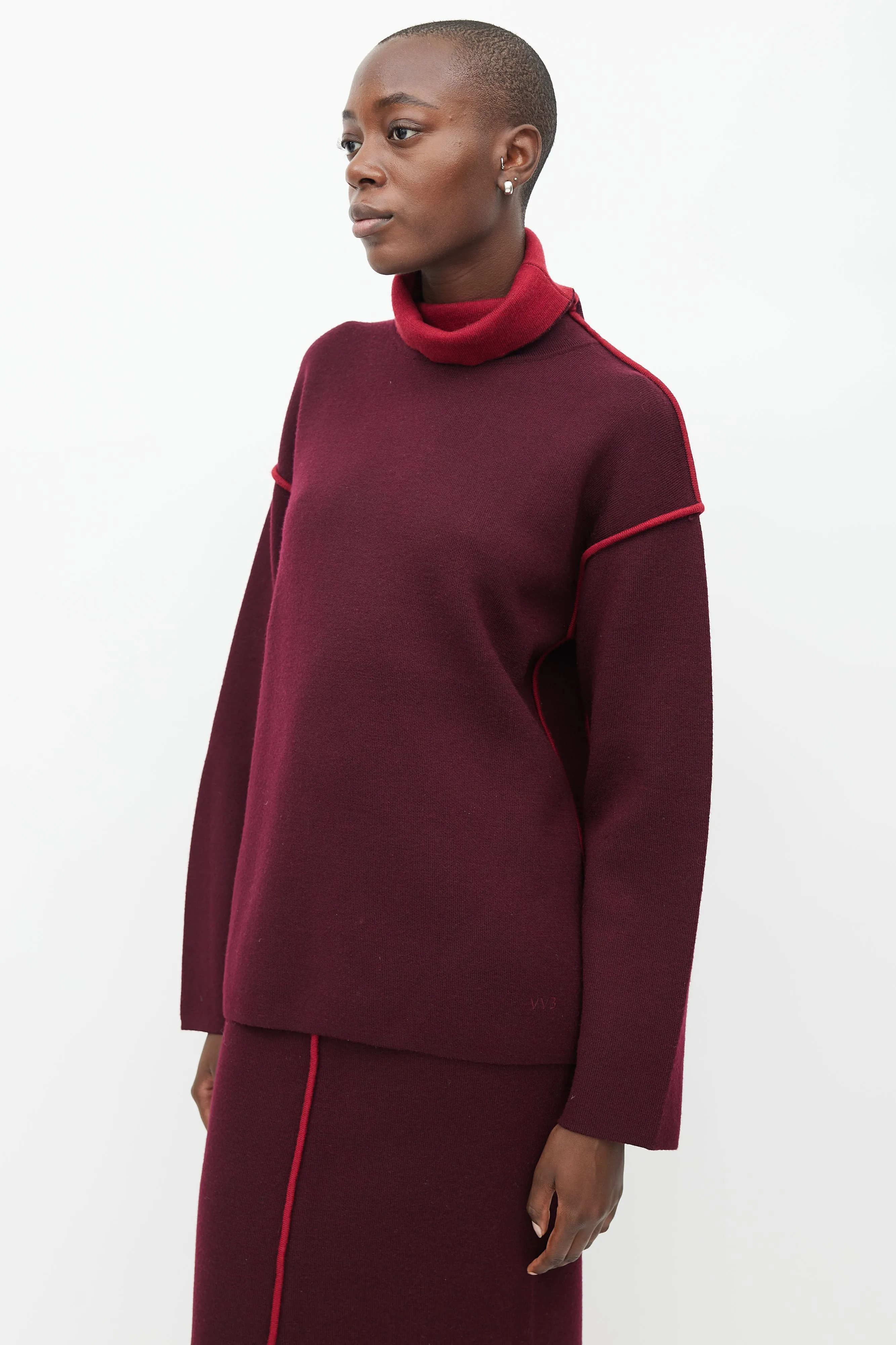 Burgundy Wool Knit Co-Ord Set