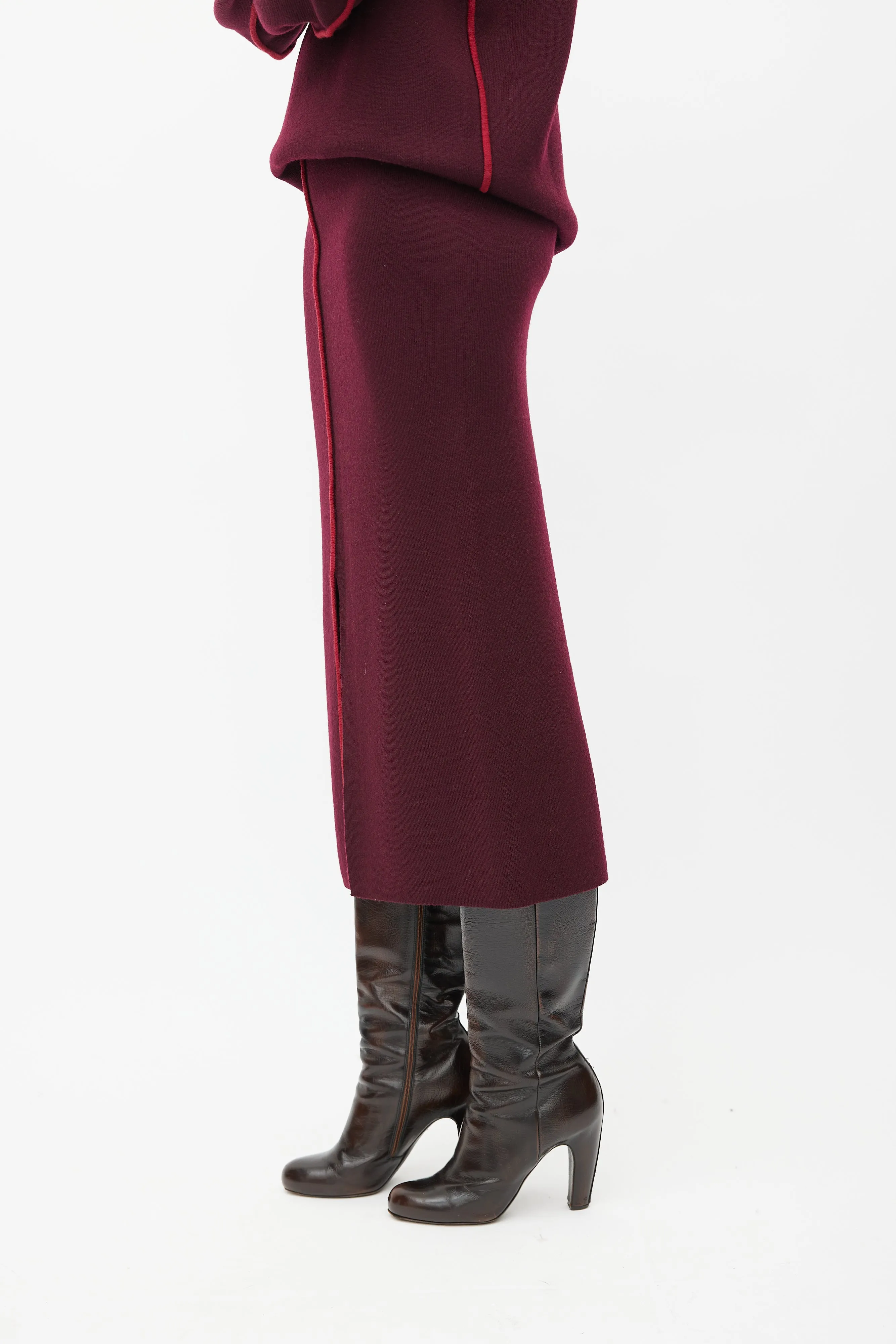 Burgundy Wool Knit Co-Ord Set