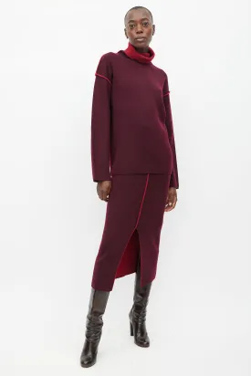 Burgundy Wool Knit Co-Ord Set