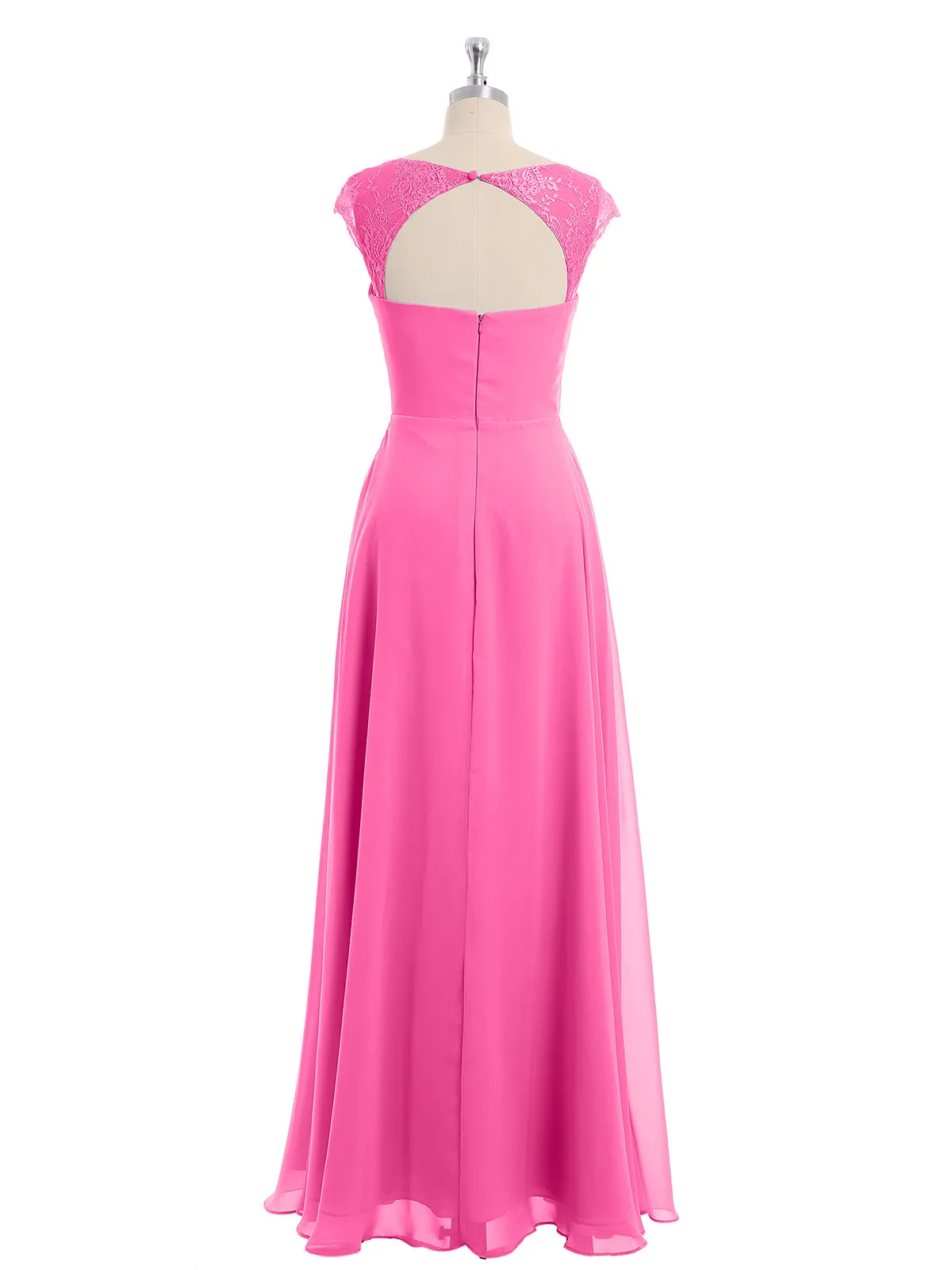 Chiffon Bridesmaid Dresses with Lace Cap Sleeves-Azalea