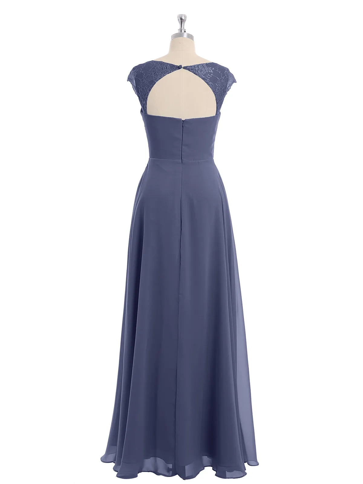 Chiffon Bridesmaid Dresses with Lace Cap Sleeves-Stormy Plus Size