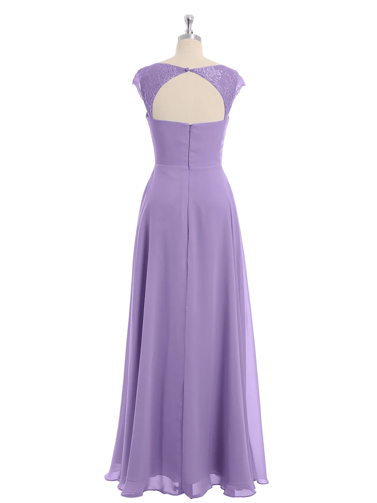 Chiffon Bridesmaid Dresses with Lace Cap Sleeves-Tahiti Plus Size