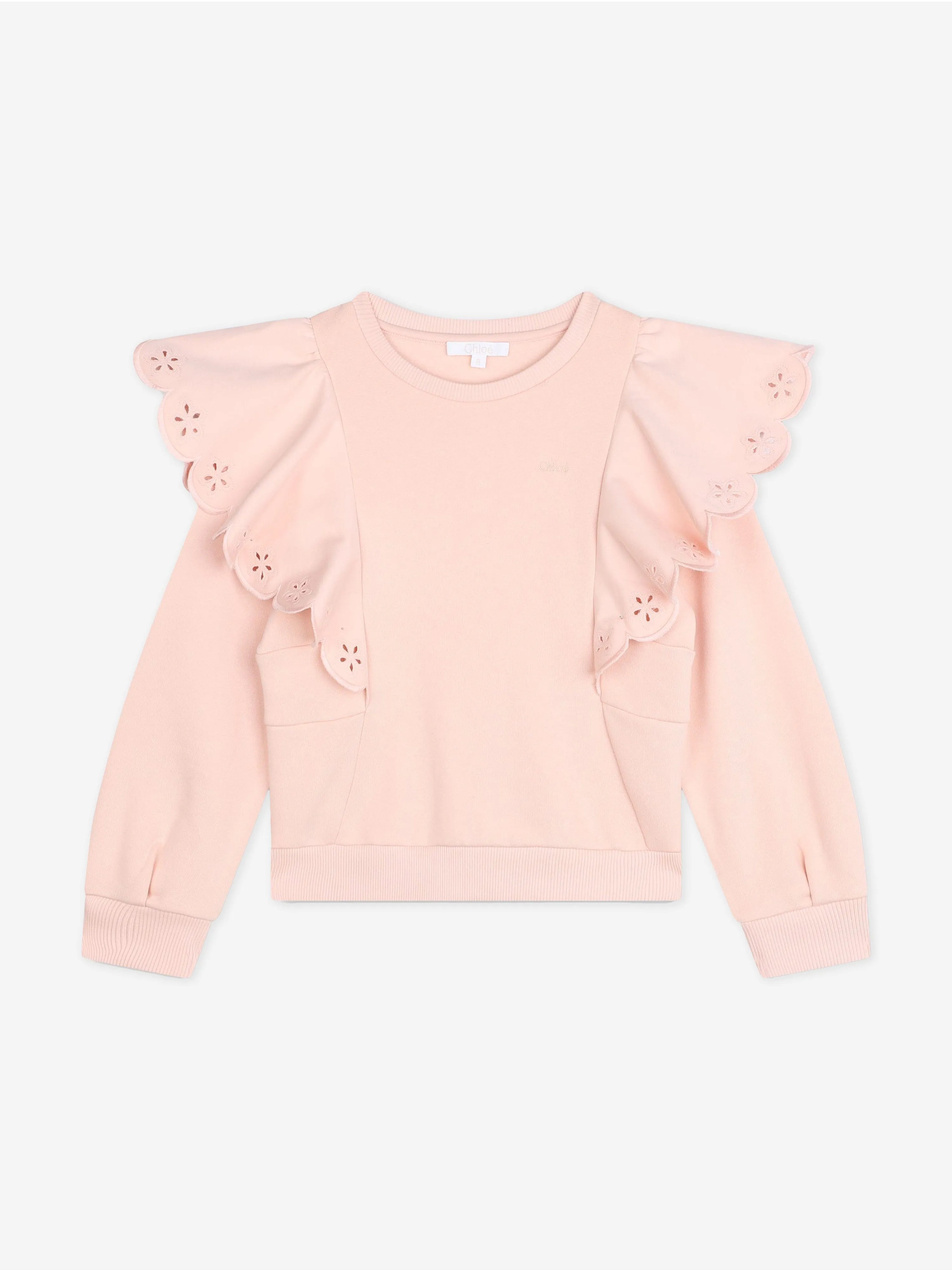 Chloé Girls Ruffle Sweatshirt in Pink