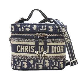 Christian Dior Travel Vanity Small Navy Dior Oblique Embroidery Silver HW S5529VRIW-M928[BRAND NEW][Authentic]