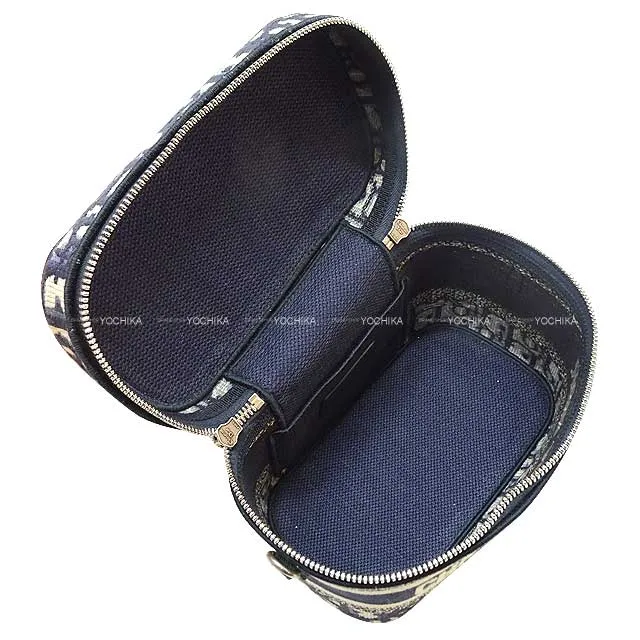 Christian Dior Travel Vanity Small Navy Dior Oblique Embroidery Silver HW S5529VRIW-M928[BRAND NEW][Authentic]